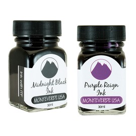Monteverde 60ml Core Fountain Pen Ink Bottle (30ml Midnight Black Ink Bottle G309MB, 30ml Purple Reign Ink Bottle G309PR)