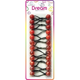 Dream World Ponytail Holder 16 MM Bead Assorted Shades of Red 12 Piece Pack