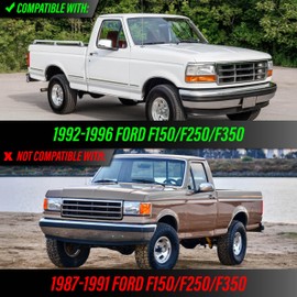 USR 92-96 F1C/F1E Turn Signal Lights – Corner Lamps (Left + Right) 4pc Set - Compatible with 1992-1996 Ford F150 / F250 / F350 and BRONCO All Models (CLEAR CORNER and TURN SIGNAL LIGHT with BULBS)