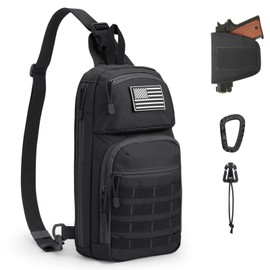 G4Free 10L Tactical EDC Sling Bag Backpack Military Molle Chest Shoulder Assault Pack for Concealed Carry(Black)
