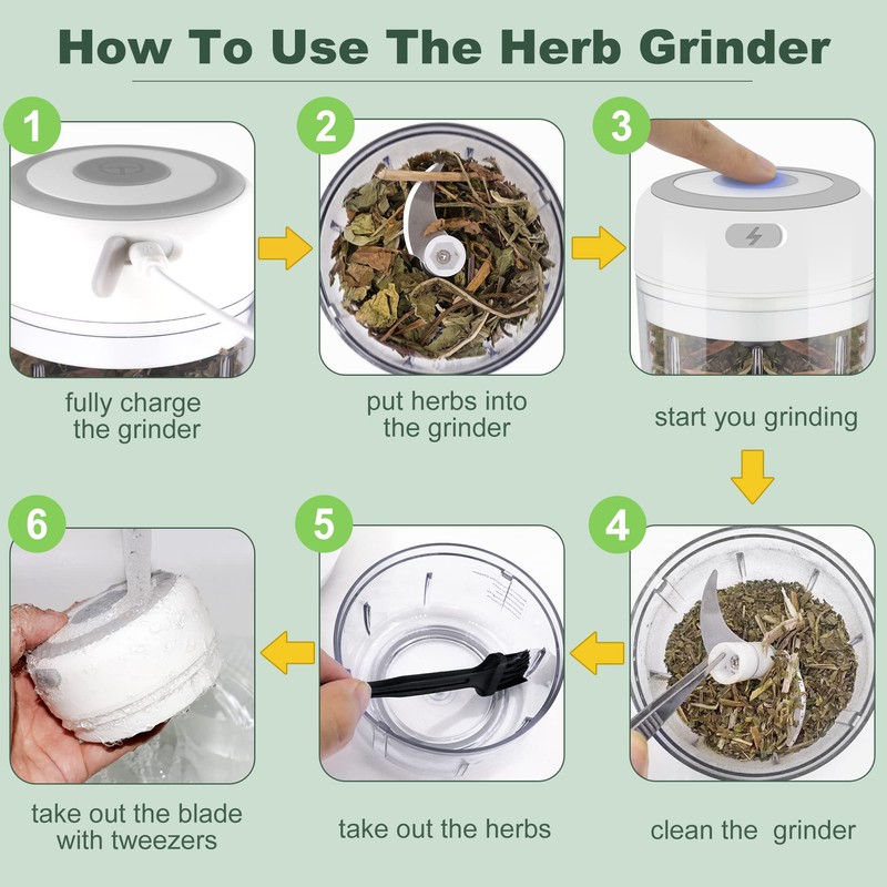 Electric-Herb-Grinder-Large-3.4oz-USB Rechargeable, 3.5'' Powerful Grinder for Dry and Fresh Herbs