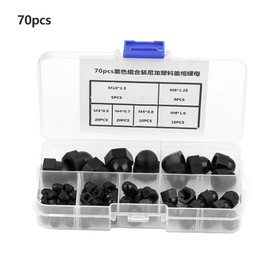 70pcs Cap Nut, Acorn Nut Set Protector Kit for Protecting Shaped Threads Rods Studs and Bolts (Black)