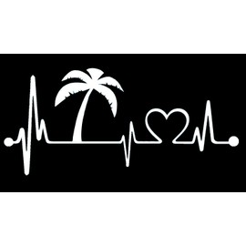 K1016 Palm Tree Heartbeat Lifeline Vacation Decal Sticker