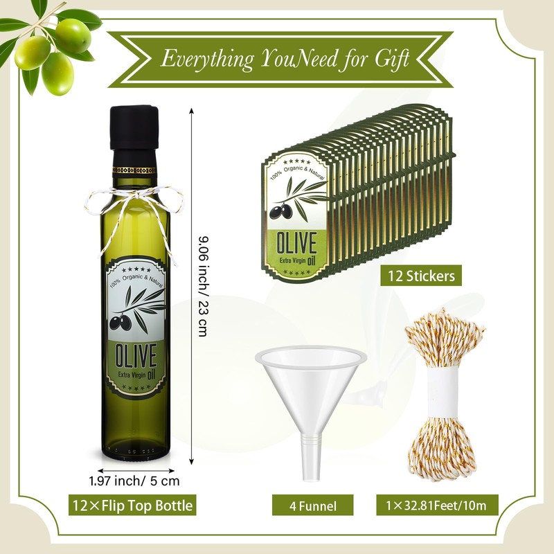 Reallnaive 12 Pcs 8 oz Mini Olive Oil Bottles Empty