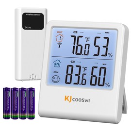 Indoor Outdoor Thermometer Hygrometer, Wireless Digital Temperature & Humidity Monitor with Outdoor Sensor, 328ft Range, Backlight LCD Display for Home, Room, Patio, Battery Included