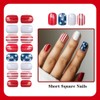 4th of July Press on Nails Short Square Red White