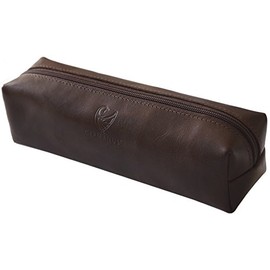 GERMANUS Leather Pencil Case - Made in EU (Dark Brown), dark brown, School bag set