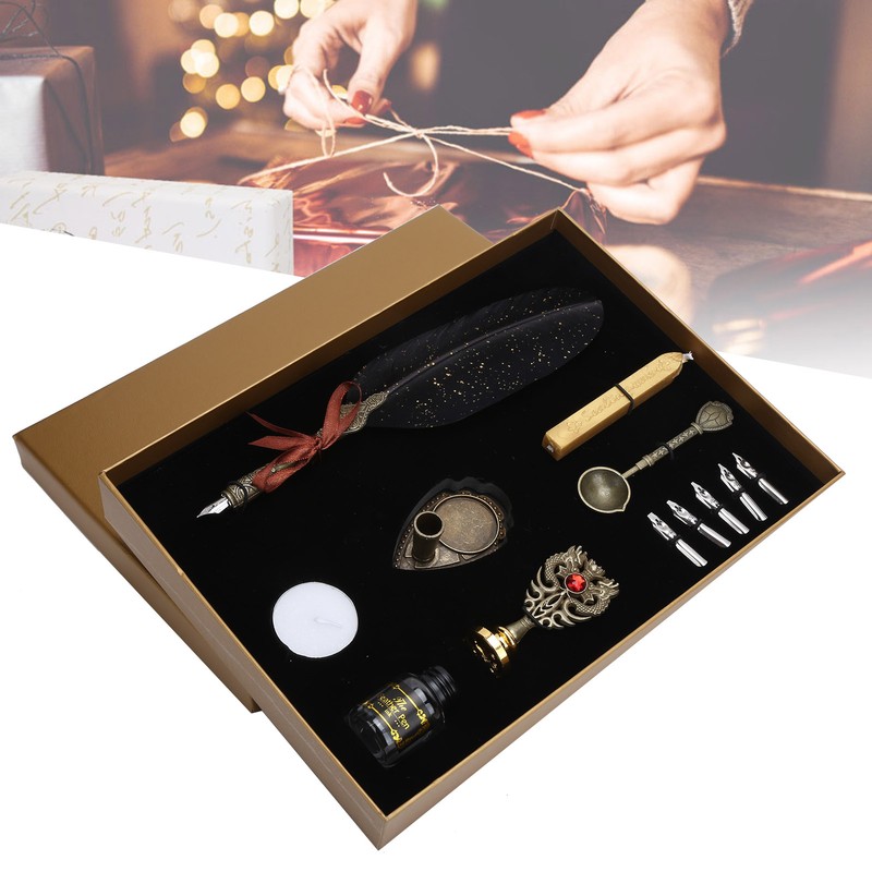 Quill Dip Pen Set Vintage Feather Fountain Pen Student Writing