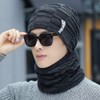 Gorro invierno hombre Gorro y Bufanda para Hombre (Negro)