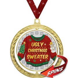 Crown Awards 2.5" Ugly Christmas Sweater Contest Medals - Ugly Sweater Award Prizes for Ugly Sweater Parties 1 Pack Prime