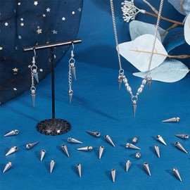 UNICRAFTALE - Abalorio de cono de estilo gótico con agujero grande de 3 mm, acero de titanio, estilo punk, estilo punk, colgante, abalorios, pulseras para hacer joyas, Acero inoxidable, No es una