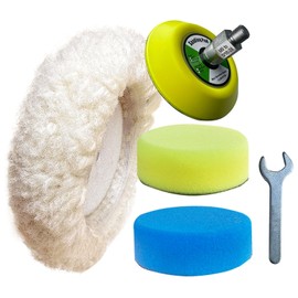 Noyfemr 6 Pcs Buffing Polishing Kit for Milwaukee M12 Polisher/Sander,Includes M9 to 5/16"-24 Adapter, 3" Backing Pad, sponge and Wool Buffing Pads