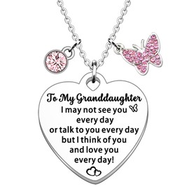 JETTOP Granddaughter Gifts for Girls Women Necklace Charm Granddaughter Birthday Gifts Granddaughter Graduation Christmas Love You Every Day