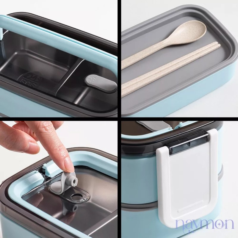 Naymon Contenedor Lonchera Box Lunch Topper Acero Termica Hermetico