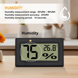 Reptile Thermometer Hygrometer, Digital hygrometer thermometer Gauge with Probe for Incubators Breeding Boxes Terrariums Hygrometer for Lizards Spiders Tortoises, Black (2 Pack)