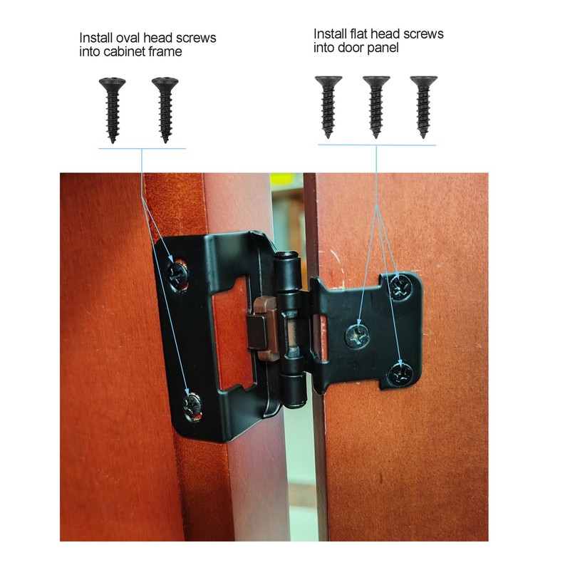 Vallecloud 4 Pack (2 Pair) Matte Black Cabinet Hinges for