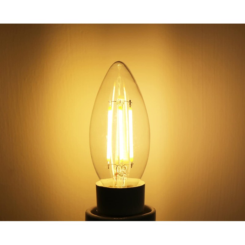Lamsky 4W B22 Bayonet LED Filament Candle Light Bulb,2700K Warm