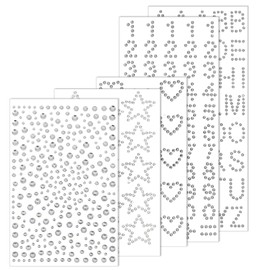 5PCS Rhinestone Sticker, Self-Adhesive Gemstone Hearts, Stars, Numbers Letters Gem Stickers, Glitter Alphabet Jewels Decal for Makeup, Face, Hair, Crafts, Festival Decal Decor