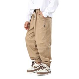 MINI PANDA Boys Stretch Pull On Jogger Pants，Twill Chino Pants for Kids Beige