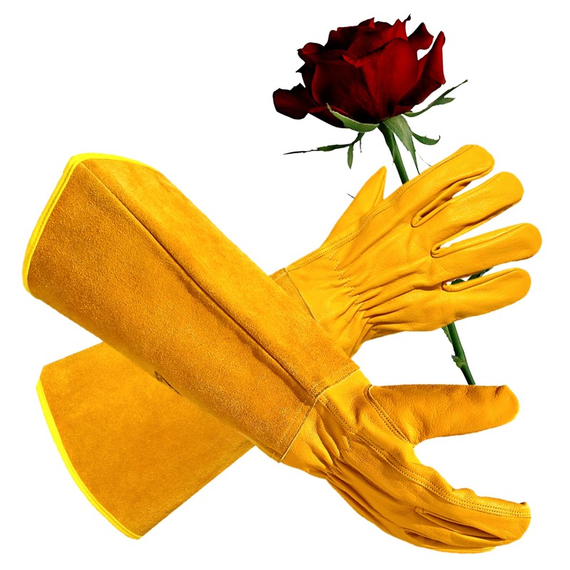 ITC Gauntlet Gardening Gloves Thorn Proof, Heavy Duty Leather Gardening
