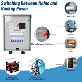 Transfer Switch 50 Amp, 6 Circuit 120/240V Pre-Wired Automatic Transfer Switch Kit for Home Generator, Meeting NEMA 3R Standards for Outdoor and Indoor
