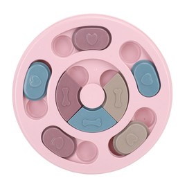Pet Treat Puzzle Toy Interactive Prevent Slip Round Dog Slow Feeder Toy for Cat Puppy Pink