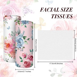 Ctosree 16 Pcs Car Tissue Cylinder with Facial Tissue Bulk Round Floral Car Tissue Holder Cylinder Tube Tissue Tubes Round Tissue Boxes for Car Travel Tissues Fit Car Cup Holder Round Container