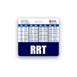 RRT Badge Buddy Horizontal w/Height & Weight Conversion Charts (Standard, Navy)