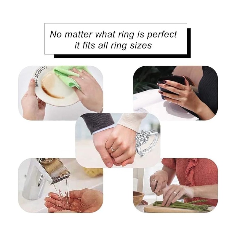 Ryaner Ring Size for Loose Rings,16pcs set, Invisible Clear Silicone,
