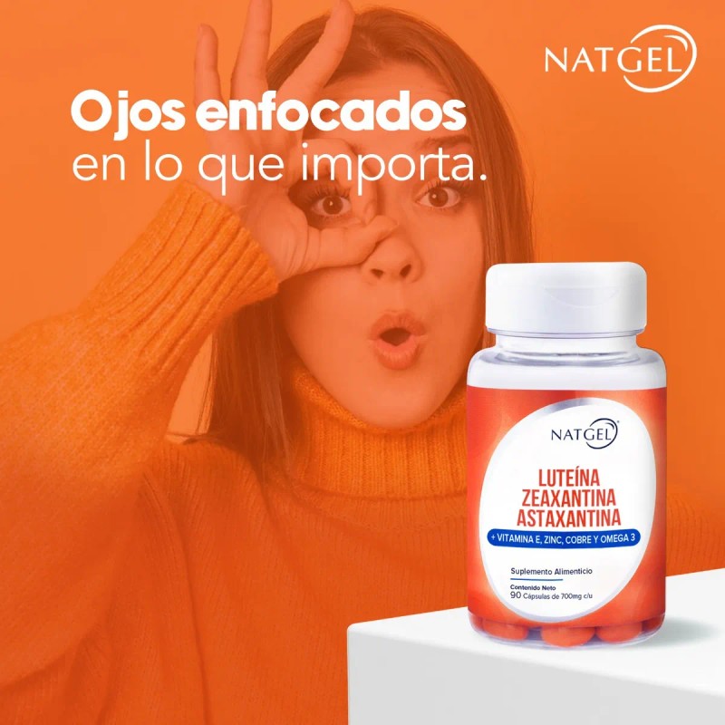Luteína, Zeaxantina y Astaxantina con Vitamina E, Zinc, Cobre y