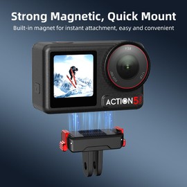 Magnetic Adapter Mount for DJI Osmo Action 5 Pro, Magnetic Quick Release Mount for Action 4, Action 3, Attachable Tripod, Selfie, Vlogging