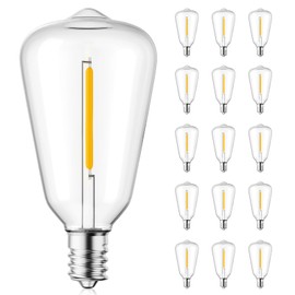 Brightown 15 Pack ST38 LED Light Bulbs, Outdoor String Light Replacement Dimmable Shatterproof Bulbs, 0.6W Equivalent to 7W Incandescent Bulbs, E12/C7 Base (Not Work with Solar String Lights)