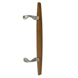 Canoe Style Wooden Sliding Door Handle | Stylish Sliding Glass Patio Door Handle Replacement Door Hardware and Repair | Wood Handle - Chrome Finish
