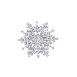Kokoma Rhinestone Snowflake Ring for Women Sparkling Cubic Zirconia Winter Ice Flower Open Statement Rings Christmas Party Finger Band Holiday Xmas Jewelry (White)