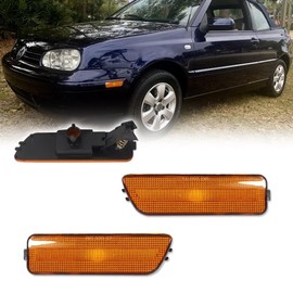 GTINTHEBOX Amber Lens Front Bumper Side Marker Light Housing Assembly Compatible with 1999-2005 Volkswagen MK4 Golf GTI R32 Rabbit Jetta