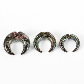 COOEAR Glass Taper Treble Spiral Blue Sky Plugs Ear Gauge Hanger 6 mm - 16 mm Stretchers 1 Pair Flesh Expander, Glass