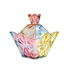 SOCOSY Royal Embossed Clear Glass Apothecary Jar With Lids, Candy Jar Containers Wedding Candy Buffet Jars Crystal Jewelry Box Food Jar 7oz (Crown)