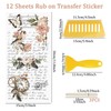 WANDIC 12 Sheets Retro Rub On Transfer Stickers, 6 Styles