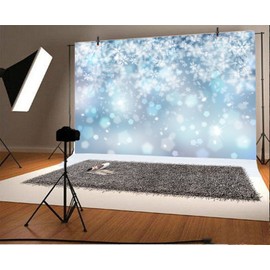 LFEEY 10x8ft Falling Snowflake Portrait Backdrops for Photography Winter Ice Snow Flakes Photo Shoot Newborn Kids Baby Adults Wedding Photo Background Vinyl Photo Booth Props