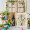 Texupday Happy Easter Religious Cross Lilies Decoration Spring Double Sided