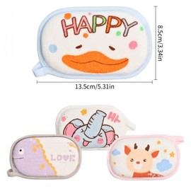Granvoo Bath Sponge, Pack of 4 Baby Bath Sponge, Cute Cartoon Pattern, Cartoon Child Sponge, Soft Sponge Shower for Children, Toddlers, Newborns, Adults