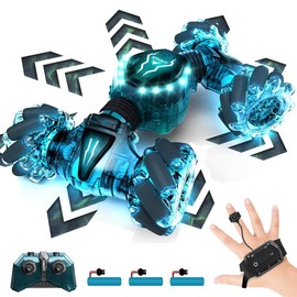 Tecnock 2 Controllers 2.4GHz Gesture Sensing Remote Control Stunt Car Toy with 360° Rotation, Light, and Regulator for Parent-Child Activities:_Deep Green 