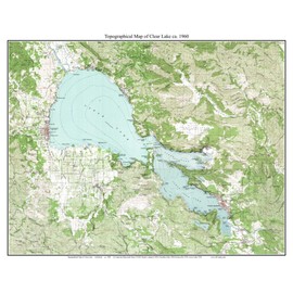 Clear Lake ca. 1960 Old Topographic Map USGS Custom Composite Reprint California