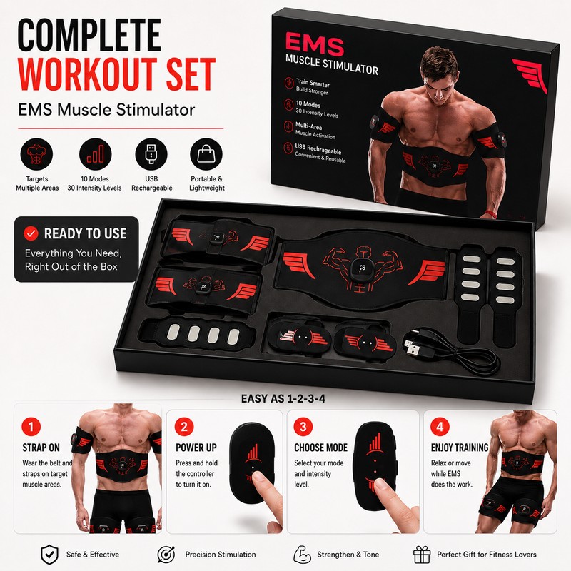 EMS Muscle Stimulator Belt for Massage & Relaxation – Adjustable