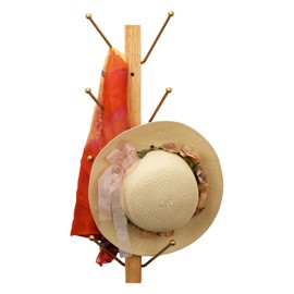 Spiretro 24" Vertical Wall Rack - Wood & Metal Organizer with 8 Brass Hooks