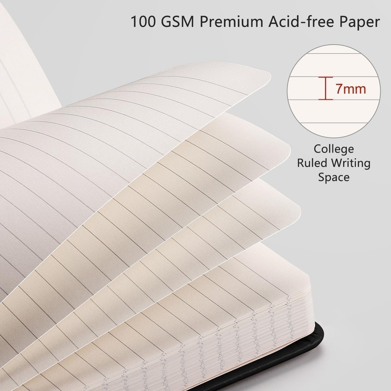 RETTACY Lined Journal Notebook, 192 Numbered Pages, A5 Medium Size
