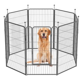 Dog Playpen,24/32/40 Inch Height in Heavy Duty,Folding Indoor Outdoor Dog Exercise Fence, Portable Pet Playpen with Door for Large Medium Dogs - Silver Gray (8 Panels, 45 inch)