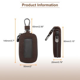 sourcing map Car Key Fob Cover Case Leather Universal Smart Car Key Holder with Key Ring & Keychain for Remote Key Fob, Khaki