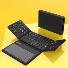 Zyyini Teclado Plegable con Panel Táctil, Teclado Portátil Inalámbrico Bluetooth Recargable 81 Teclas Teclado de Bolsillo de Tamaño Completo para iOS, para Android, para Windows, para