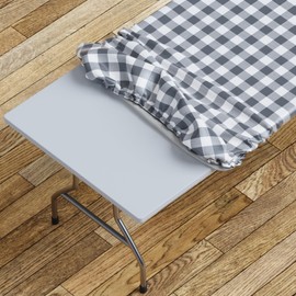 Sorfey Tablecover -Fitted with Elastic, Vinyl with Flannel Back, Fits for Table 48"x 24" Rectangle,Water Proof, Easy to Clean, Checked Gray Design
